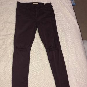 Burgundy Ripped Jeggings